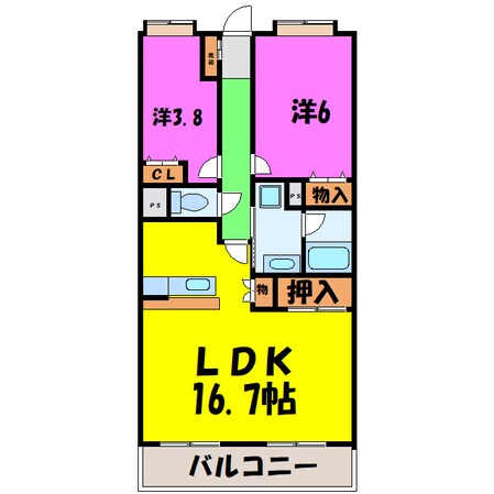 ビレッジハウス東松山タワー　2号棟の物件間取画像